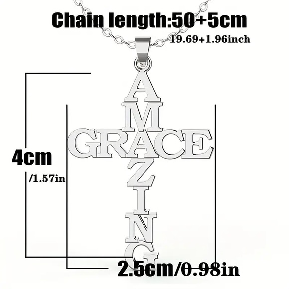✝️Amazing Grace Stainless Steel Cross Necklace! - Picture 7 of 8